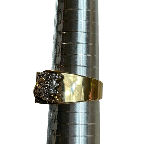 Mens Eagle Head Ring Size 11.5 Onyx Russian CZ Red Eye 18k Overlay Faux Ruby - Picture 9 of 12